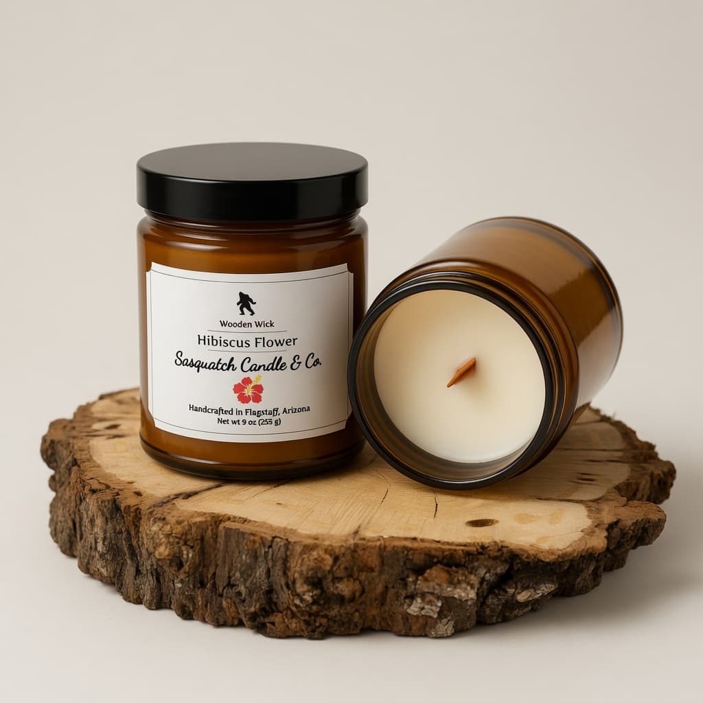 Hibiscus Flower wooden-wick candle